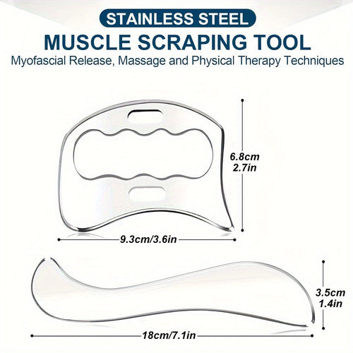 2pcs Stainless Steel Gua Sha Massage Tool Set(Silver)