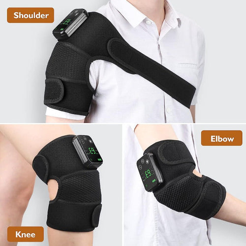 Cordless Heating Knee Pad with Massage Function - Black