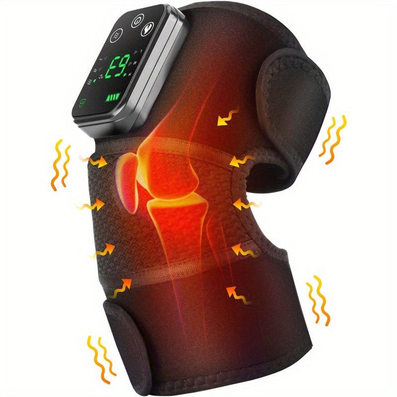 Cordless Heating Knee Pad with Massage Function - Black