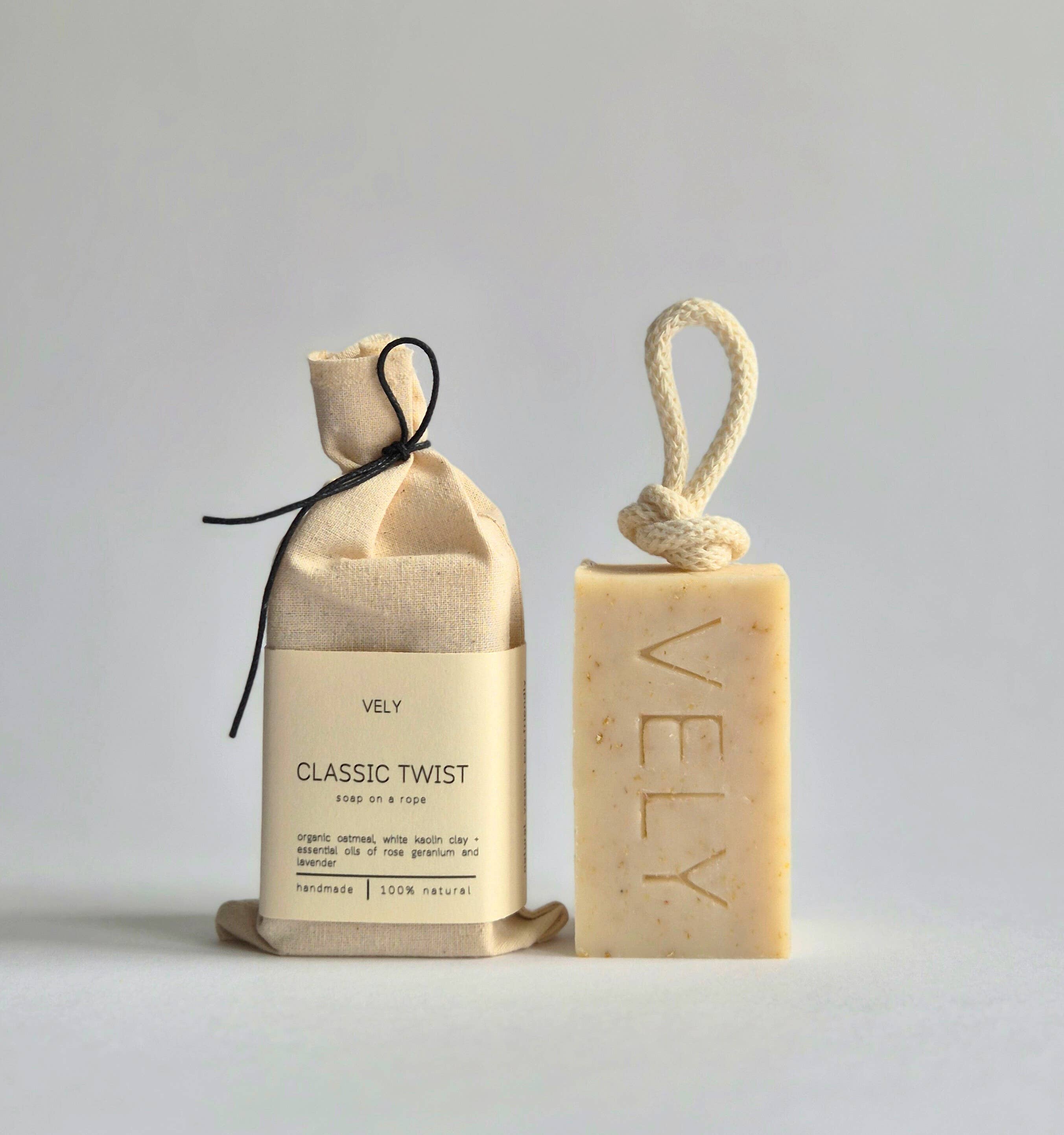 Natural Handmade Soap On A Rope "Classic Twist"