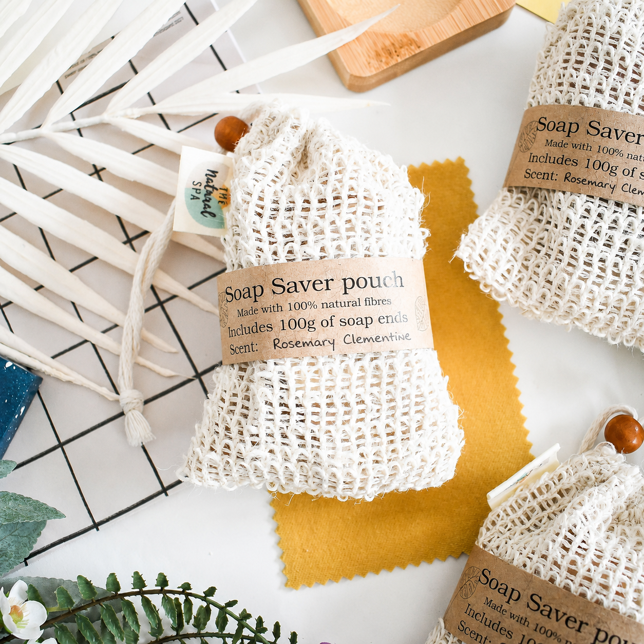Rosemary Clementine Soap Saver Bag | Soap Offcuts in Natural Sisal Pouch | Sue's Staff Pick for June
