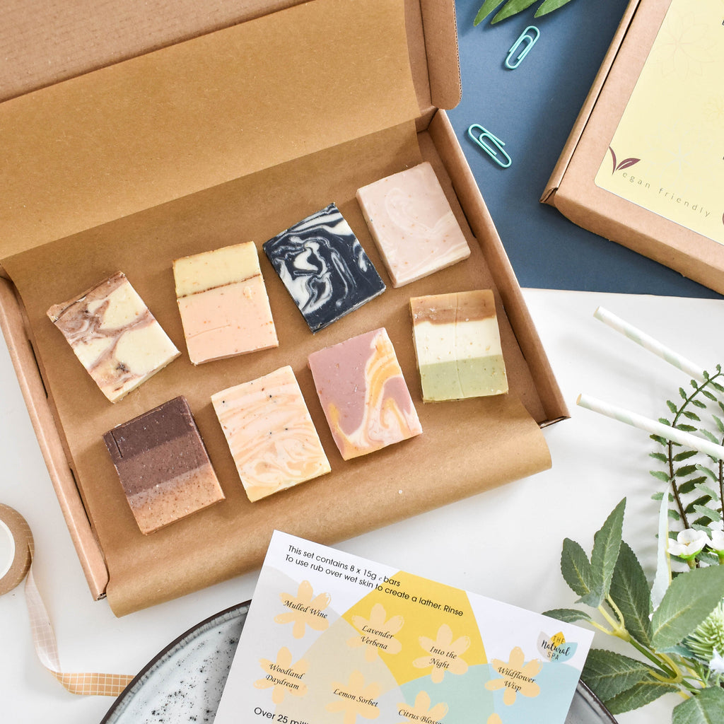 Soap Sampler Gift Set | 8 x 25g Mini Travel Soaps | Natural Handcrafted Letterbox Gift | Vegan, Plastic-Free Skincare