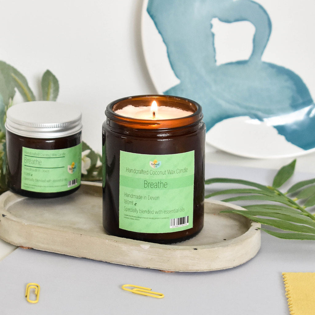 Breathe Hand-Poured Coconut Wax Candle | Natural Aromatherapy Candle | 2 Size Options