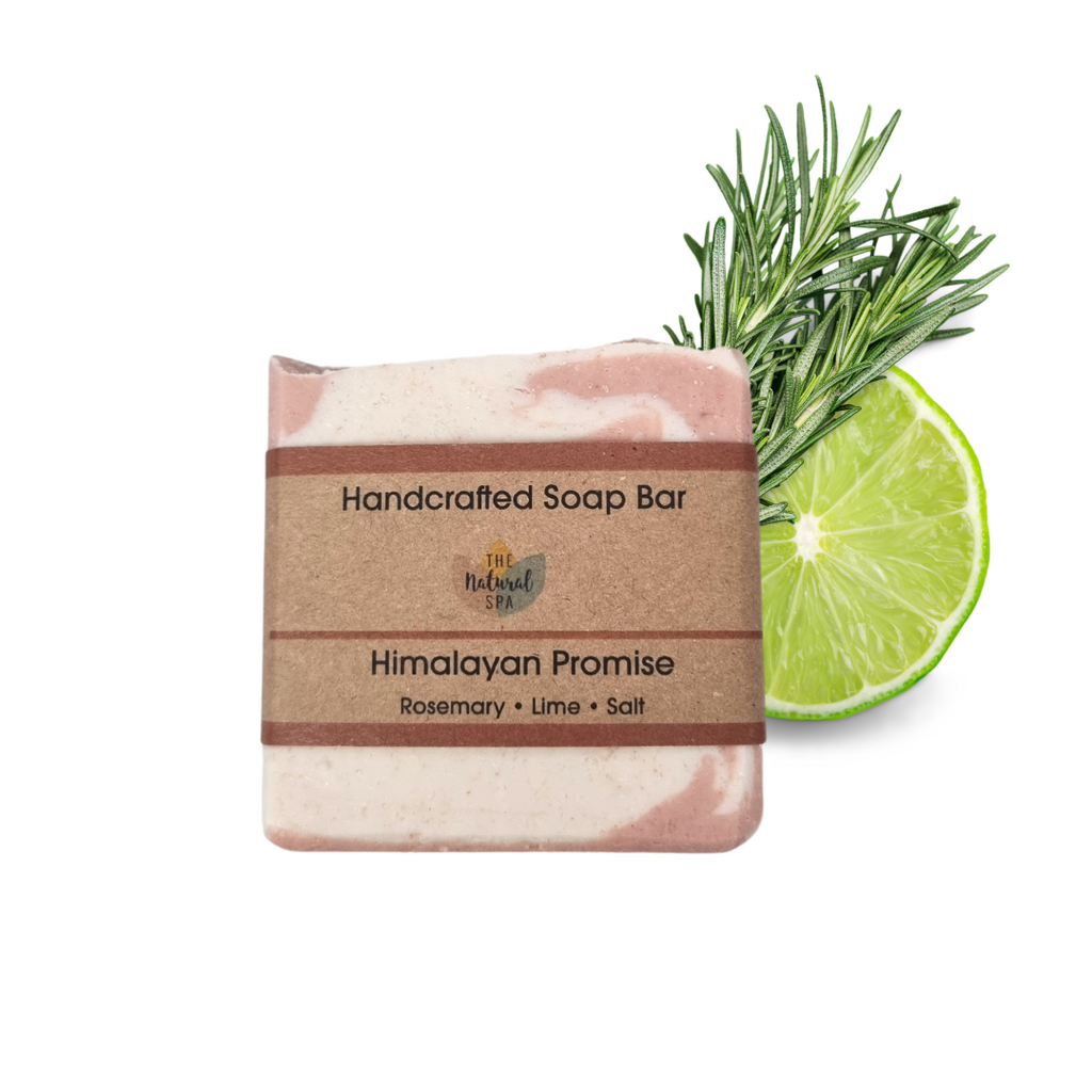 Himalayan Promise Soap Bar | Rosemary Lime & Himalayan Pink Salt Natural Handcrafted Soap | Vegan, Plastic-Free Skincare | 2 Styles Available