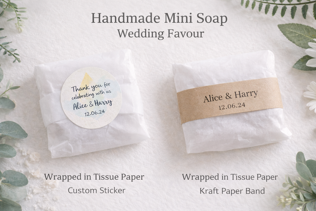 🌿 Personalised Mini Soap Wedding Favours (25 pieces)