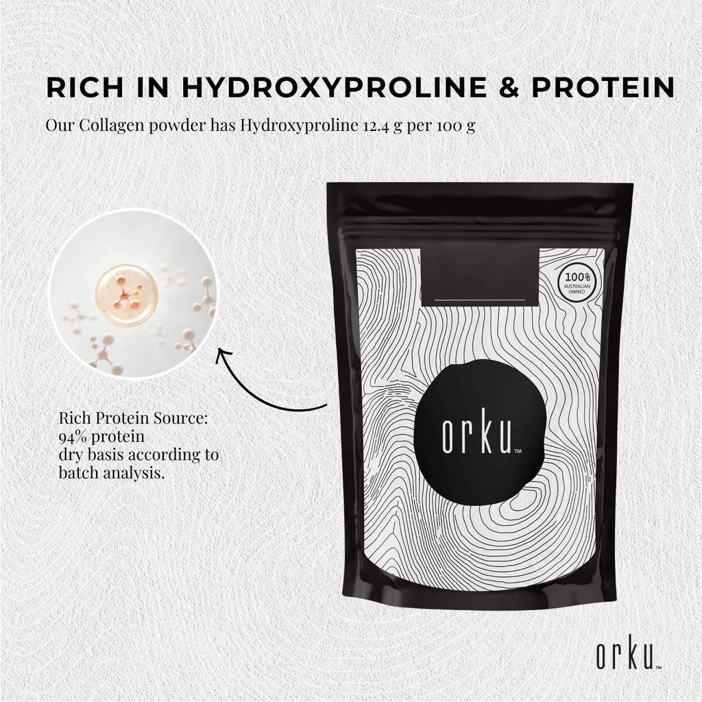 Orku 100g Bovine Collagen Peptides Powder Hydrolysed Protein Unflavoured