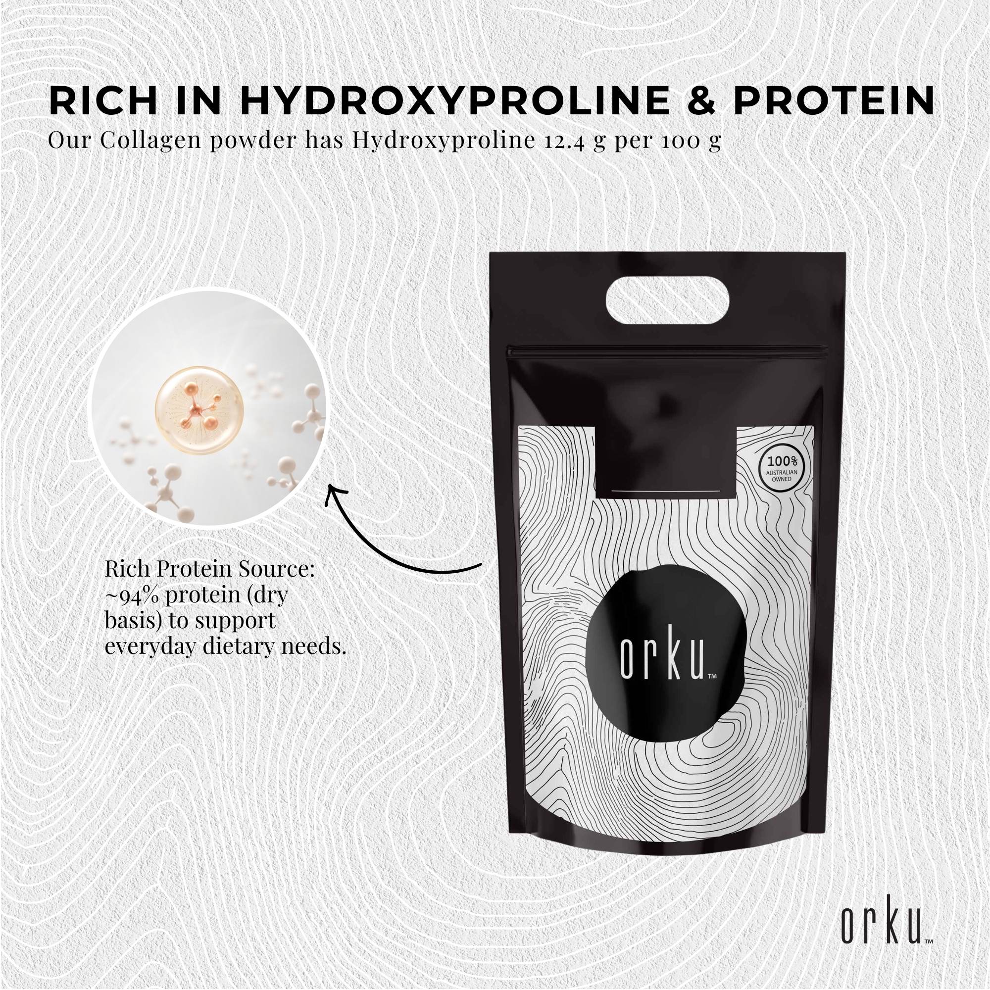 Orku 20Kg Bovine Collagen Peptides Powder Hydrolysed Protein Unflavoured