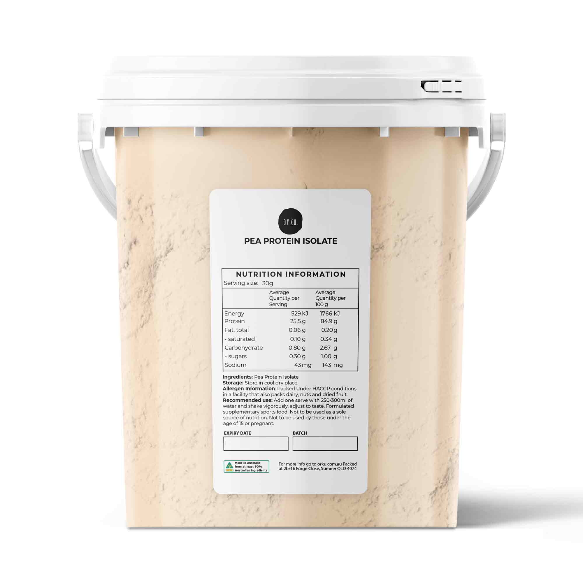 Orku 700g Pea Protein Isolate Powder - High Protein Unsweetened Tub