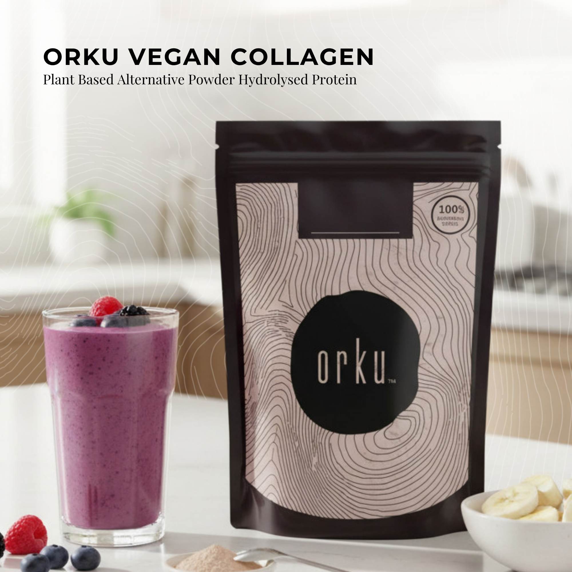 Orku 1Kg Vegan Collagen Plant Based Alternative Powder Hydrolysed Protein