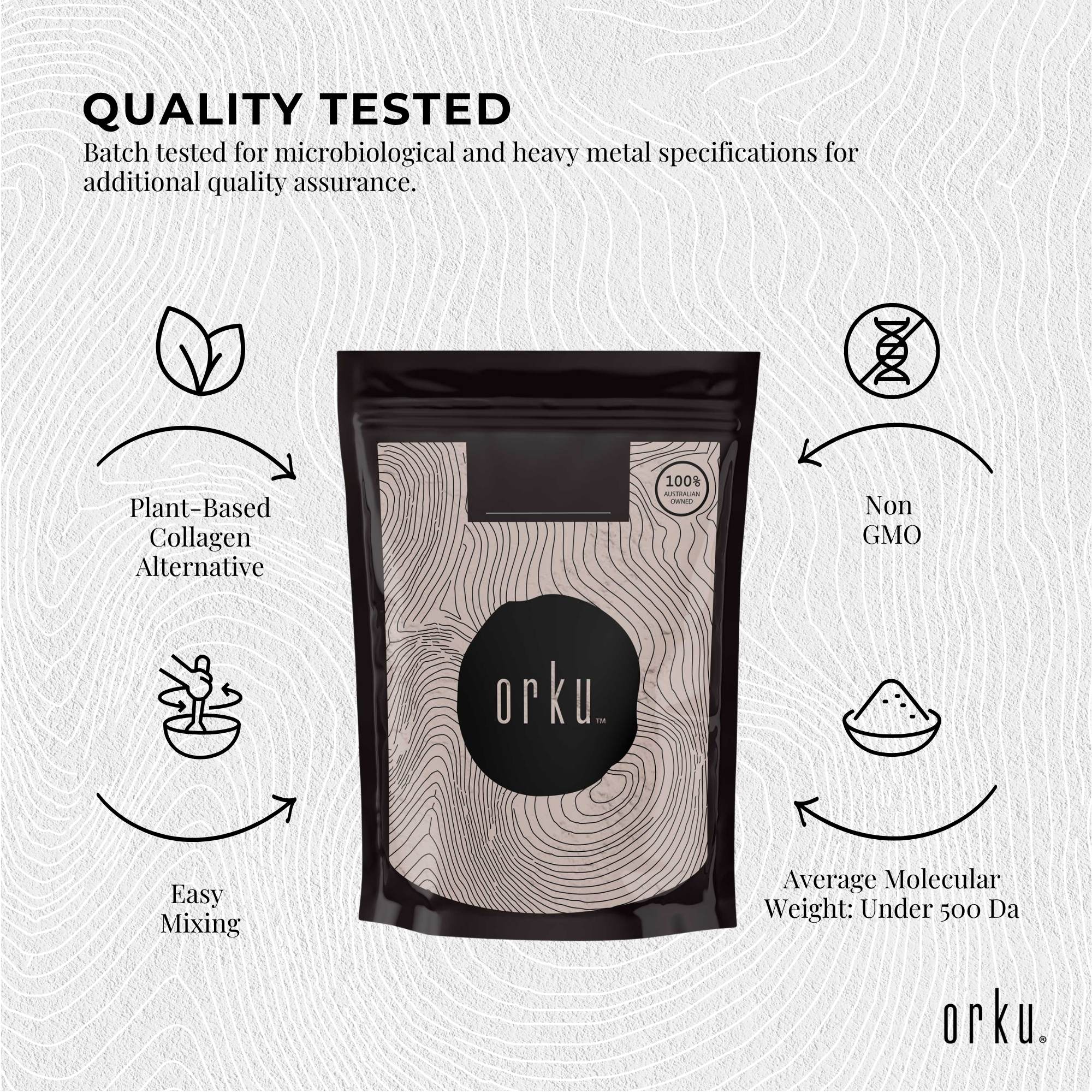 Orku 1Kg Vegan Collagen Plant Based Alternative Powder Hydrolysed Protein