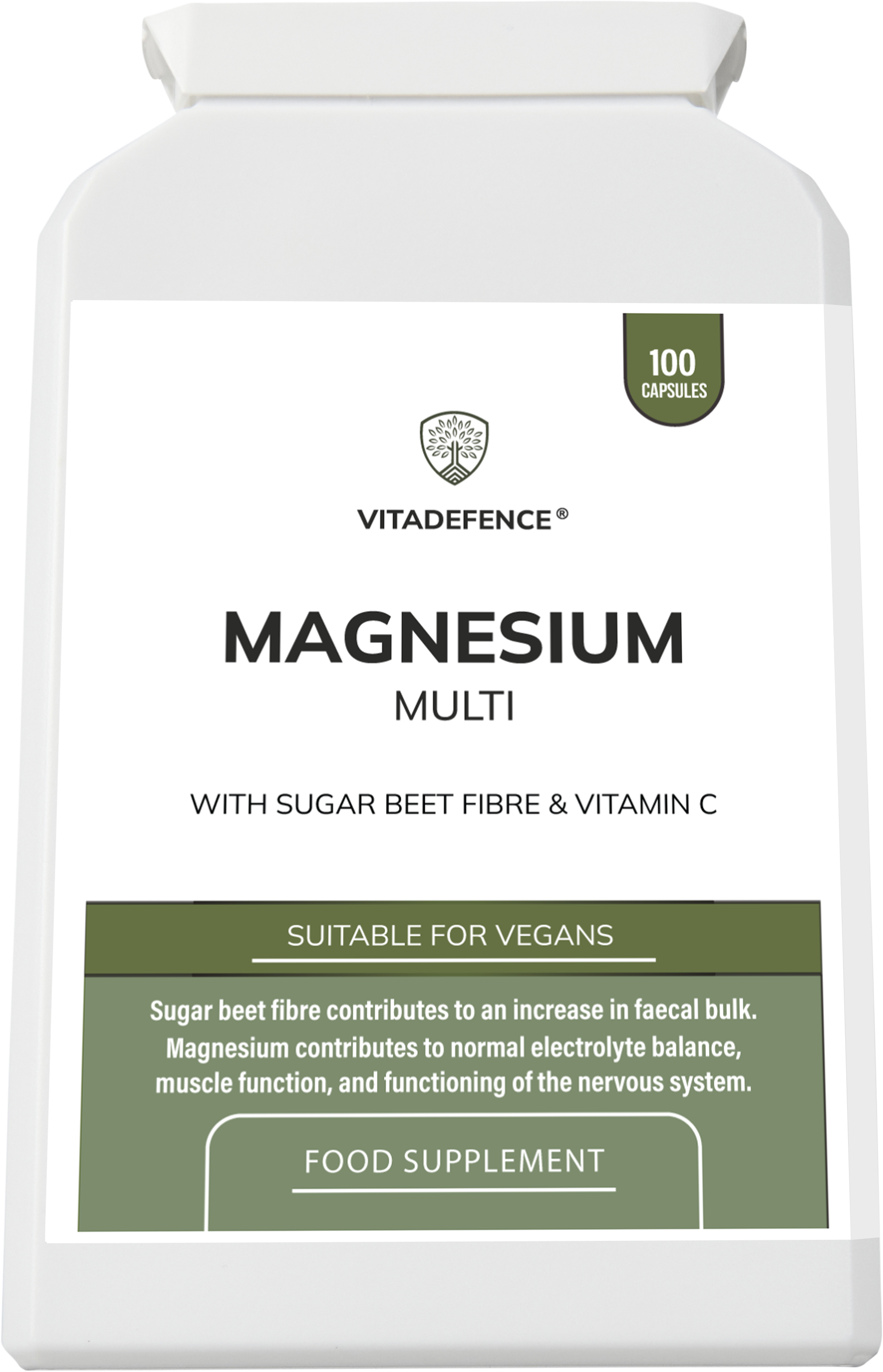 Magnesium Multi | With Vitamin C & Sugar Beet Fibre – 100 Vegan Capsules