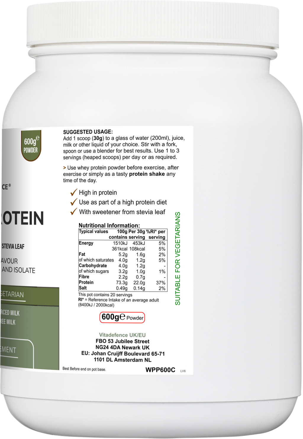 Whey Protein Multi | Chocolate Flavour Protein Powder with Stevia – 600 g
