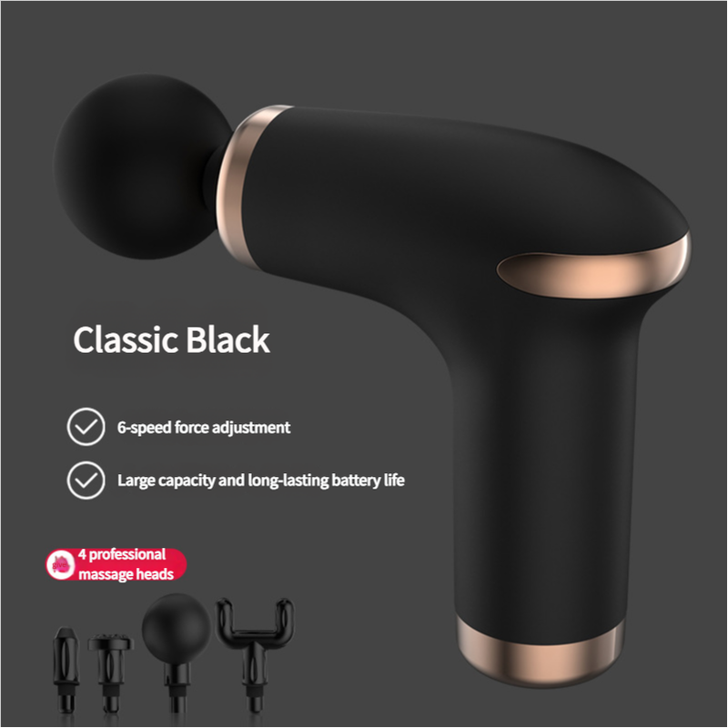 NNEDSZ Classic Black Massage Gun - 6-Speed Deep Tissue Massager with 4 Professional Massage Heads