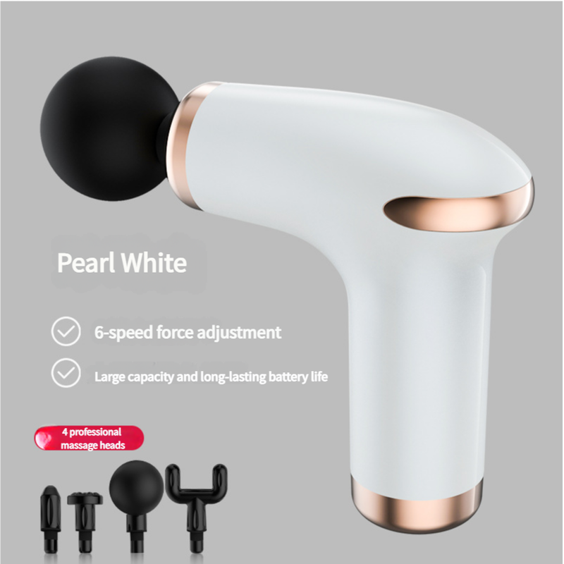 NNEDSZ Classic White Massage Gun - 6-Speed Deep Tissue Massager with 4 Professional Massage Heads