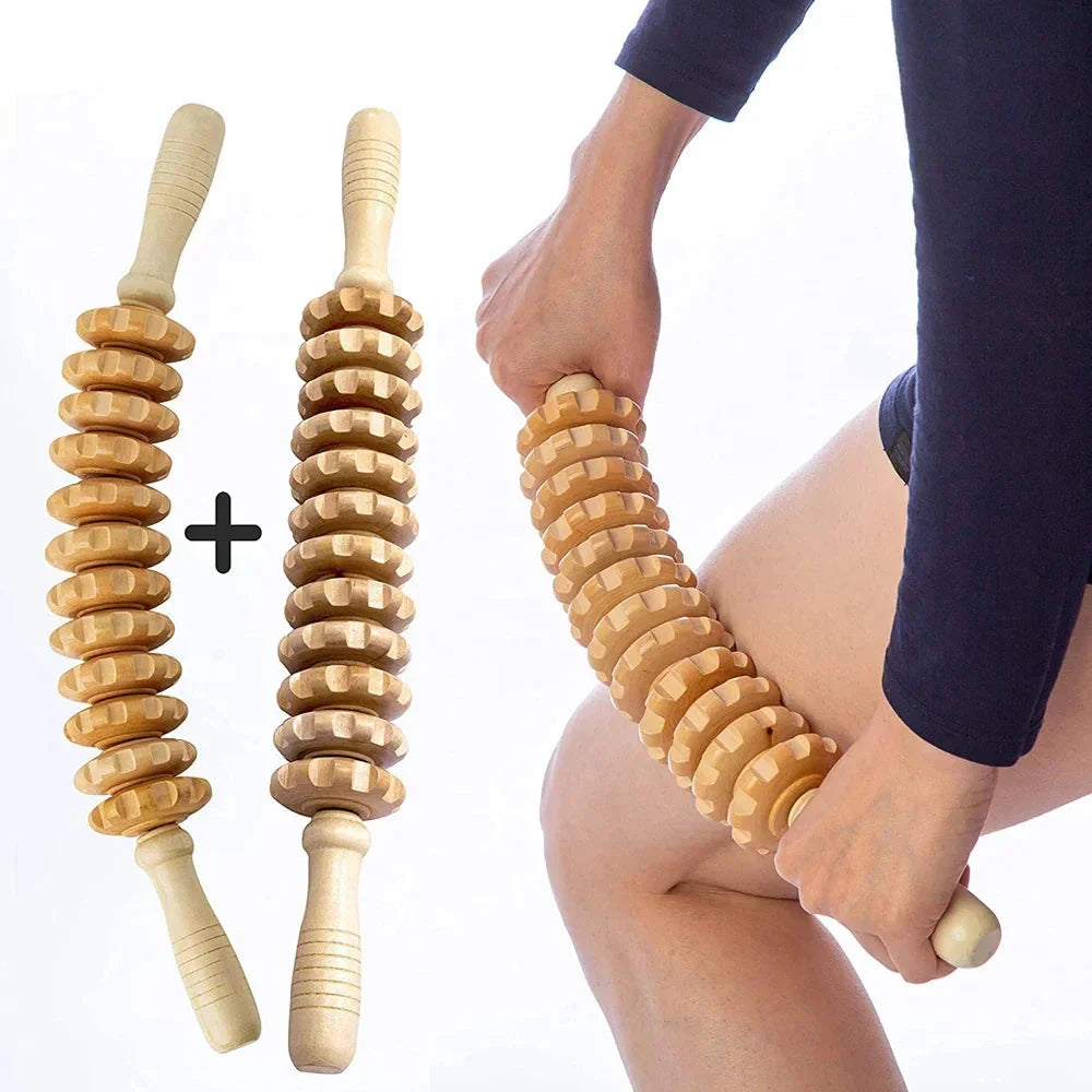 Wooden Therapy Massage Roller – 2-Piece Set