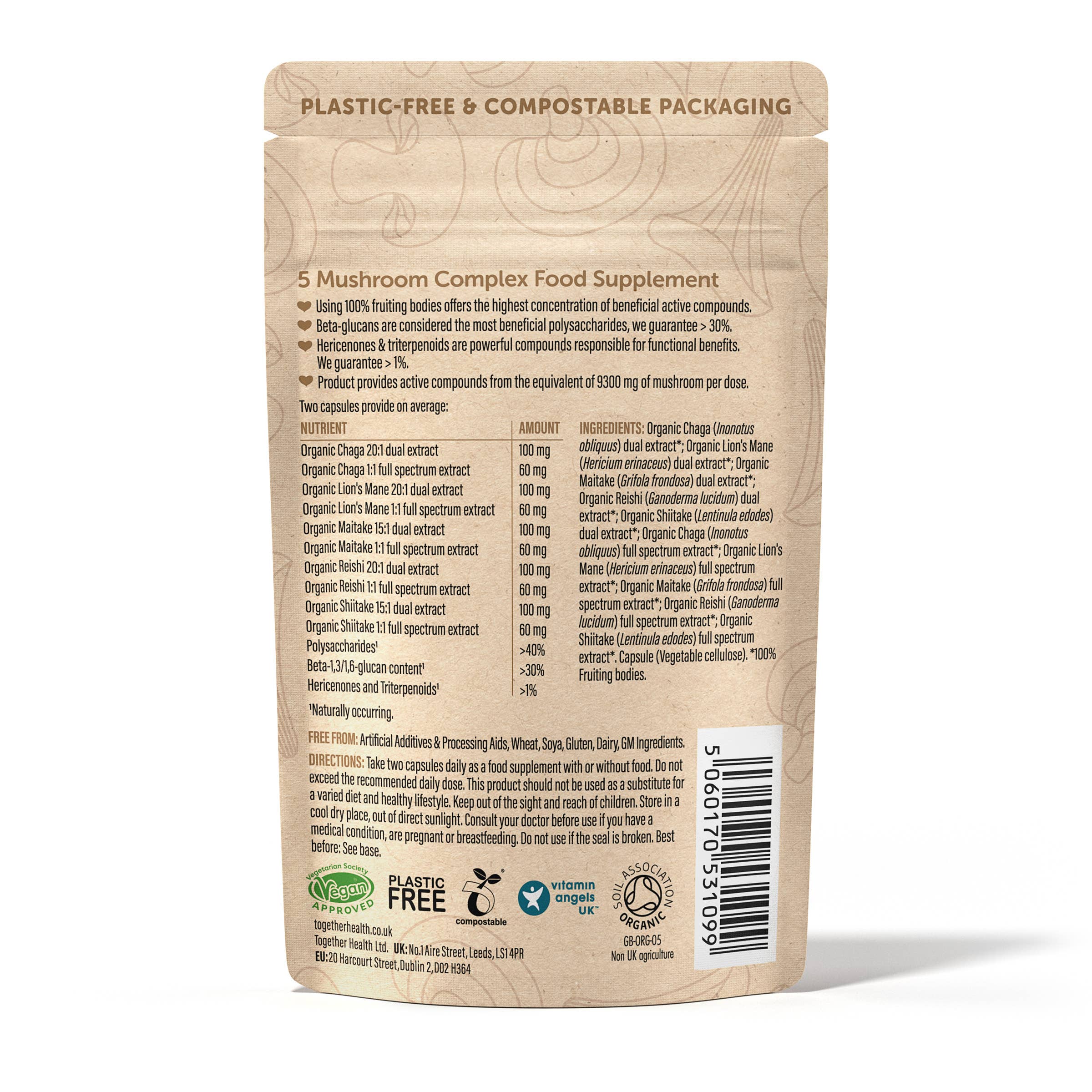 Mushroom 5 Blend – 9300mg – High Strength – 60 Capsules