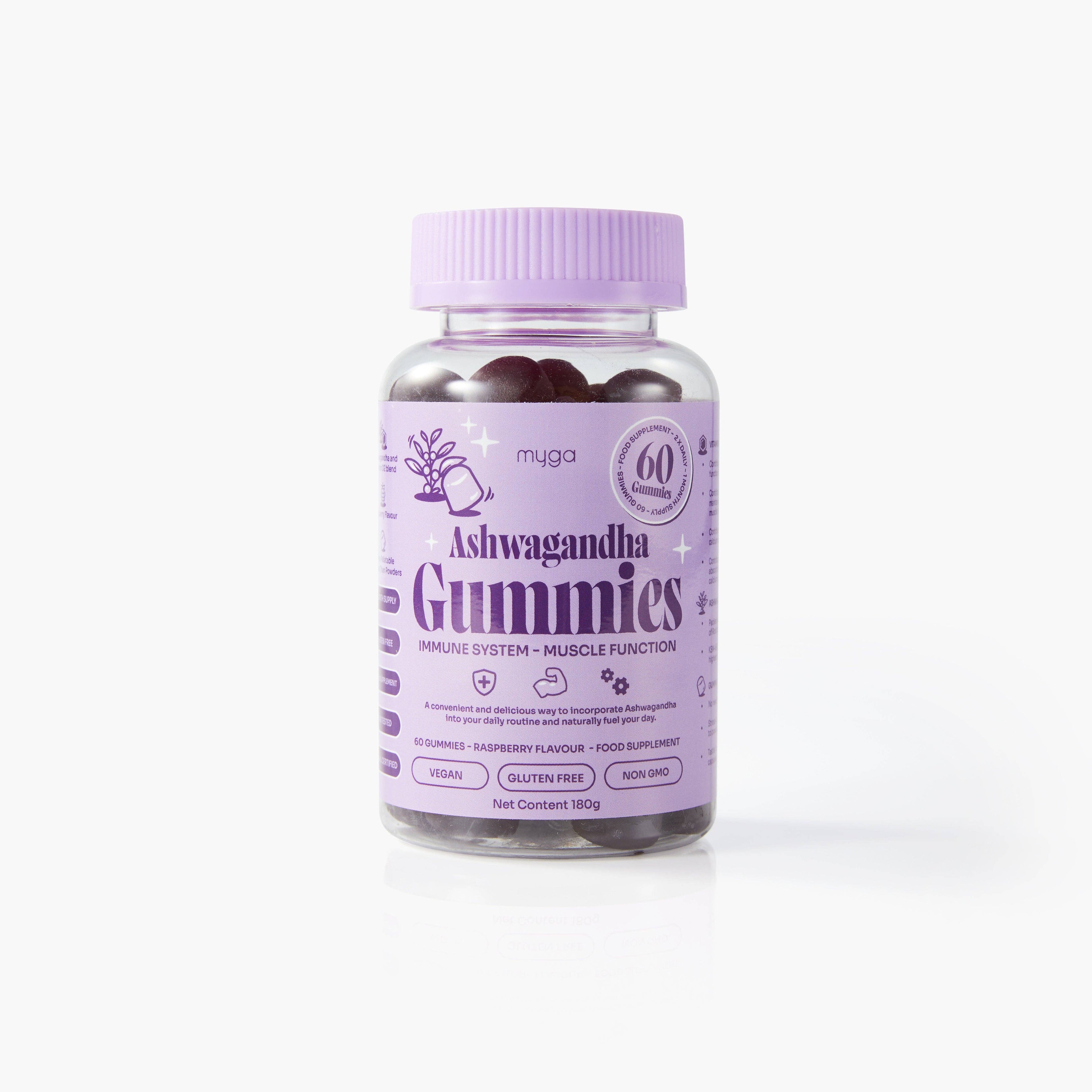 Myga Ashwagandha Gummies – Vegan Raspberry Wellness Boost