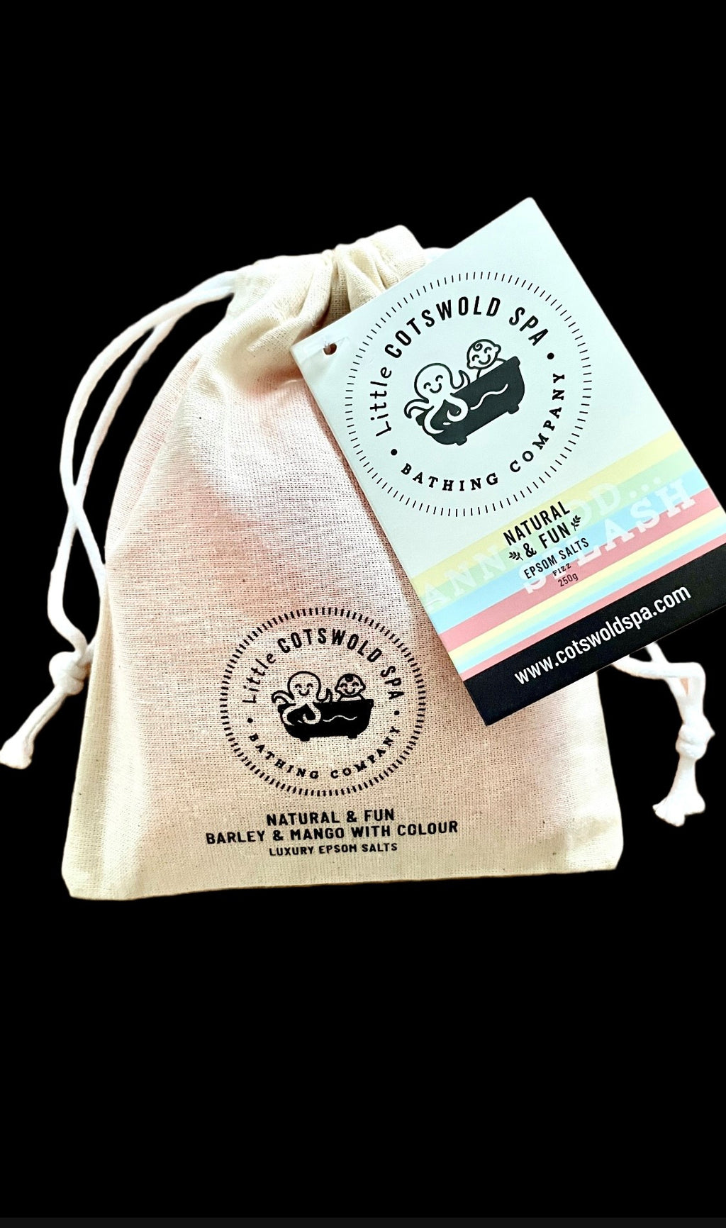 Natural & Fun Epsom Salts Cotton Pouch (Blue Bath) with Barley & Mango (250g)