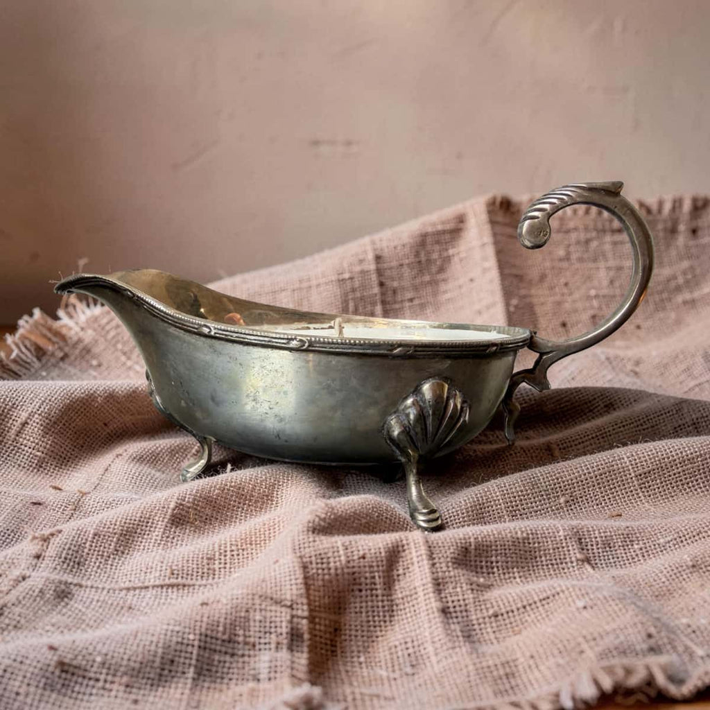 Vintage Silver Gravy Jug Candle